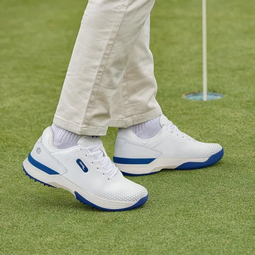 Vista 8 de FitVille Zapatos de golf anchos y extra anchos para hombre, zapatos de golf profesionales impermeables para exteriores para hombres