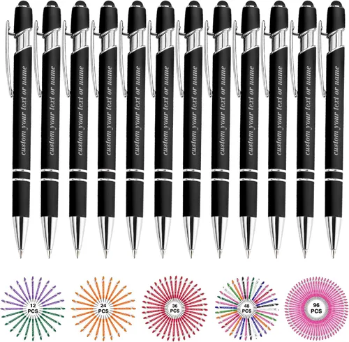 Vista 54 de Bolígrafos personalizados con nombre a granel, juego de bolígrafos personalizados, lápiz capacitivo grabado, logotipo, texto, regalo para negocios