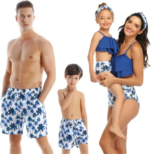 Vista 2 de Traje de baño familiar a juego con estampado de hojas
