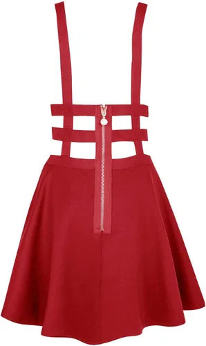 Vista 3 de EXCHIC - falda de tirantes para mujer, acampanada, corta