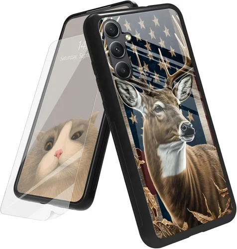 Vista 136 de Funda para Samsung Galaxy A12 5G con protector de pantalla, parte trasera de vidrio templado + TPU de silicona suave que absorbe los golpes