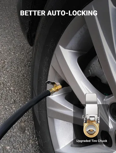 Vista 7 de Paquete de 4 mandriles de aire de conexión rápida, mandril de aire de latón para neumáticos con adaptador de clip compatible con válvula Schrader