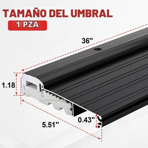 Vista 2 de Umbrales de puerta de aluminio de 36 "para puertas exteriores 5-5/8
