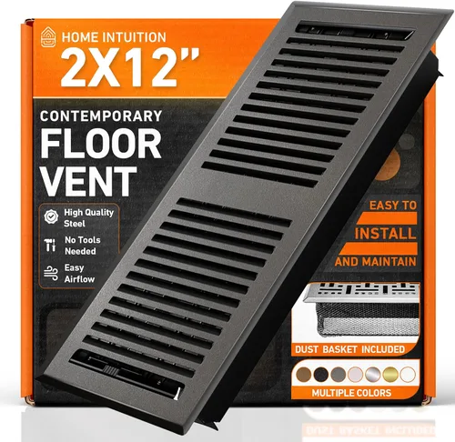 Vista 29 de Cubiertas de ventilación de piso 2X10 Registro de piso con trampa de malla, calor y aire, ventilación de piso de metal transitable para conducto