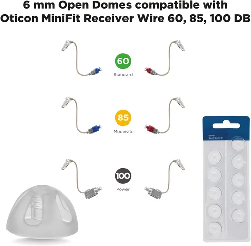 Vista 3 de Oticon Domos de repuesto para audífonos MiniRite (0.236 in abierto)