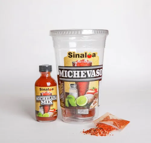 Vista 2 de Salsa Sinaloa Michevaso, Michelada Cups 24 oz Set de 3