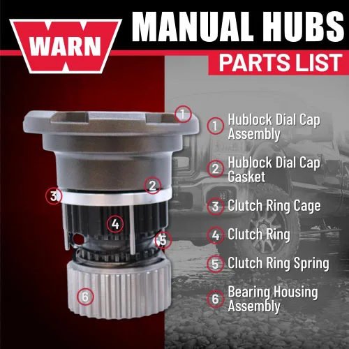 Vista 4 de WARN 108325 Bujes de bloqueo manual premium para Ford Super Duty F‑250, F‑350, F‑450 y F‑550 – 35‑Spline, bujes manuales de servicio pesado, juego