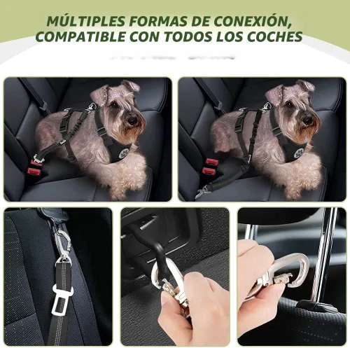 Vista 2 de SlowTon Arnés de Cinturón de Seguridad para Perro para Coche, Arnés de Coche para Perros Ajustable de Malla Transpirable y Arnés de Cinturón de Negro