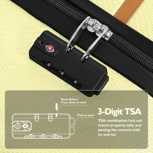 Vista 6 de AnyZip Equipaje ABS+PC Hardside maleta ligera con ruedas giratorias TSA Lock, Crema