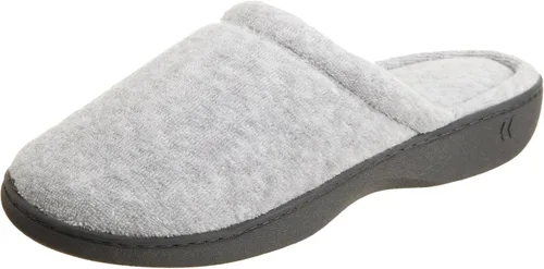 Vista 10 de isotoner Pantuflas tipo zueco bordadas extra pequeñas para mujer Flor gris jaspeado festoneada