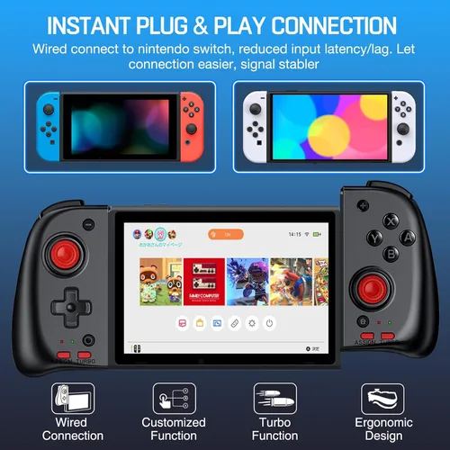 Vista 2 de Gamtoure Nintendo Switch Joycon Controlador para SwitchSwitch OLED, reemplazo para Switch Joy Con, soporte turbo, programación y función