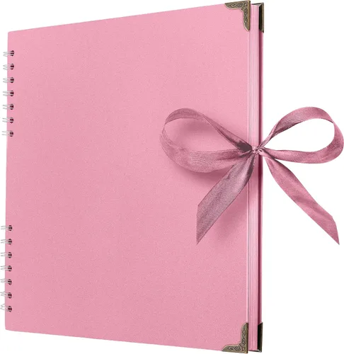 Vista 28 de Bstorify - Álbumes de fotos cuadrados de 36 páginas de 18 x 18 cm, papel kraft negro grueso, 250 g/m², libro de recuerdos, cierre de cinta, ideal