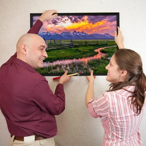 Vista 5 de Lyeasw Marcos para póster de 24 x 36 pulgadas, color negro, juego de 7 portarretratos grandes de 24 x 36 pulgadas para montaje en pared horizontal
