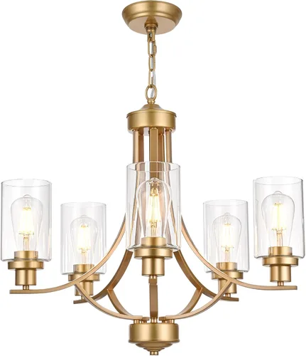 Vista 13 de MELUCEE - Candelabro de granja de 5 luces, bronce aceitado con cristal transparente