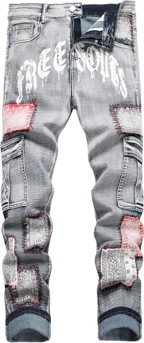 Vista 193 de Enrica Pantalones vaqueros estampados casuales para hombre