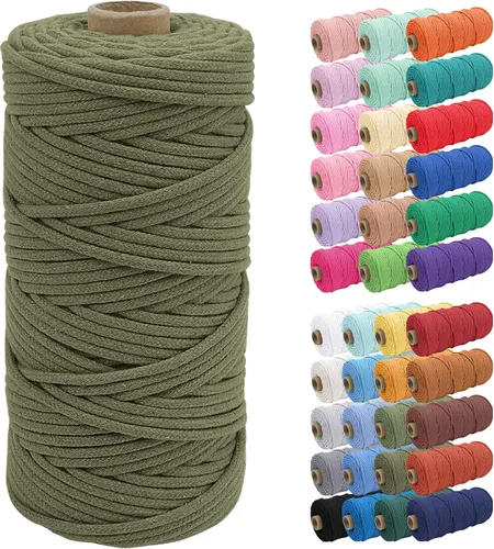 Vista 76 de JeogYong Cuerda de macramé de 0.157 in x 109 yardas, cuerda trenzada de algodón natural, cuerda de macramé para bolsas de ganchillo, colgar
