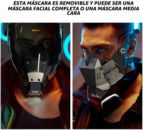Vista 7 de Máscara punk Airsoft, máscara gótica para disfraz para hombre
