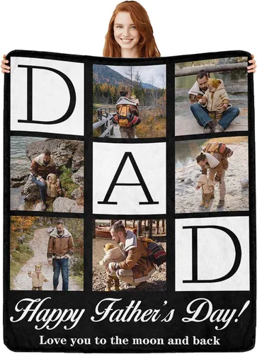 Vista 20 de Regalos personalizados de cumpleaños para el Día del Padre, para papá, abuelo, hombres, manta personalizada con fotos para mi papá, regalos de hija
