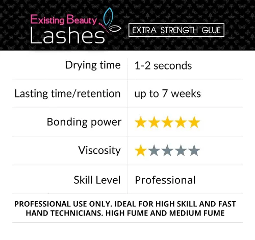 Vista 4 de Existing Beauty Lashes - Pegamento de extensión de pestañas profesional extra fuerte para extensiones de pestañas, se seca en 1-2 segundos