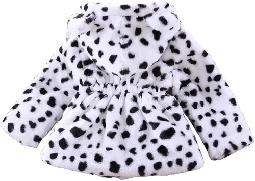 Vista 3 de Abrigo de forro polar de invierno para niñas pequeñas chaqueta de piel sintética con capucha para bebés