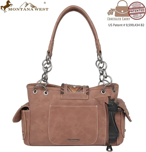 Vista 4 de Montana West Western Tote Bag for Women Concealed Carry Shoulder Handbag Tooling Purse with Wallet