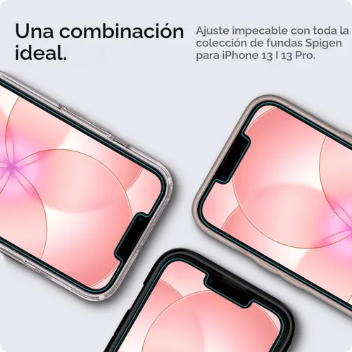 Vista 7 de Spigen Protector de pantalla de vidrio templado [GlasTR EZ FIT] diseñado para iPhone 14 / iPhone 13 Pro/iPhone 13 [2 unidades]