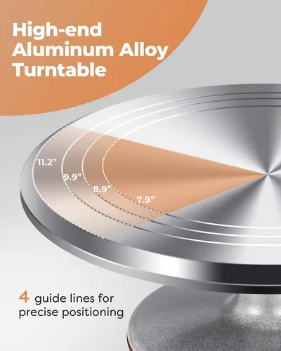 Vista 3 de Kootek Tocadiscos de aluminio para tartas, soporte giratorio para tartas de 12 pulgadas, 35 piezas de suministros de kit de decoración de pasteles