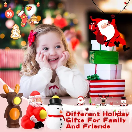 Vista 5 de Vinsot 3 juguetes de bolas de Navidad con 15 rellenos de calcetines de Navidad, Papá Noel, muñeco de nieve, elfo, reno, bola de disparo, bolas