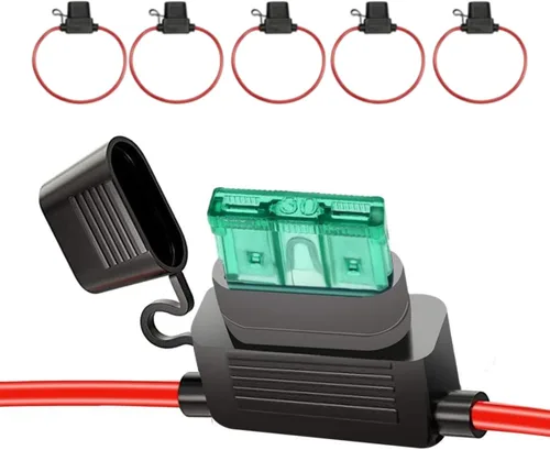 Vista 7 de Paquete de 5 fusibles de coche 14 AWG ATC/ATO 30 AMP en línea Fusible de hoja 0.5A 1A 2A 3A 4A 5A 7.5A 10A 15A 20A 25A 30A Soporte para automóvil