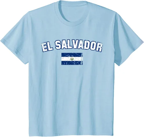 Vista 11 de EL SALVADOR Bandera Vintage Hombres Mujeres Niños Camiseta EL SALVADOR