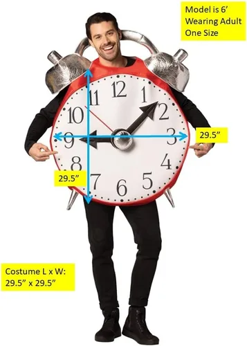 Vista 4 de Rasta Imposta Reloj despertador retro con campana, disfraz de Halloween, relojes vintage, novedosos y divertidos disfraces para hombres y mujeres