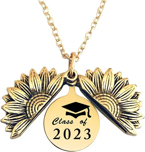 Vista 7 de LEXLUNE Collar con medallón de girasol You Are My Sun Shine, regalos de graduación geniales para ella 2023, regalo de cumpleaños inspirador