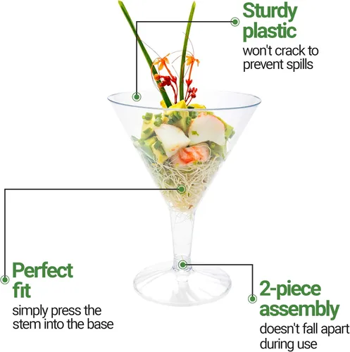 Vista 5 de Restaurantware Vaso Martini de plástico transparente de 8 onzas, paquete de 100