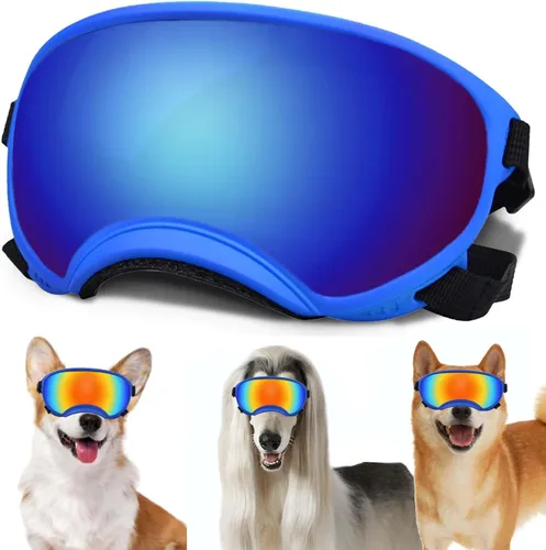 Vista 30 de Gafas de sol para perros medianos con correa ajustable, protección UV, gafas de sol para cachorros a prueba de viento, adecuadas para mascotas