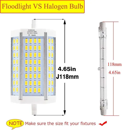 Vista 5 de Bombilla LED R7S J118 T3 de 30 W, luz diurna blanca, base R7S de 4.646 in, equivalente a 300 W, reemplazo LED de doble extremo para bombilla