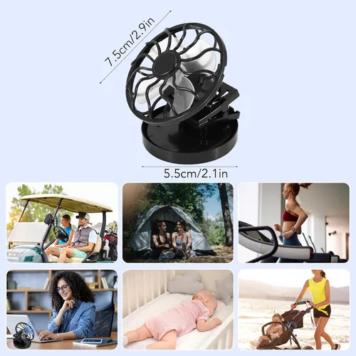 Vista 5 de YOUTHINK Ventilador solar portátil, mini clip eléctrico para camping, ventilador de ahorro de energía para picnic, pesca, parque, viajes