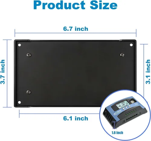 Vista 6 de [Actualizado] Controlador de Carga Solar MPPT de 30A, Regulador Inteligente de Panel Solar de 12V/24V con Pantalla LCD Ajustable, Puerto USB Dual