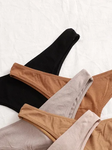 Vista 3 de SHENHE Ropa interior de 7 piezas para mujer tangas acanaladas de tiro bajo transpirables
