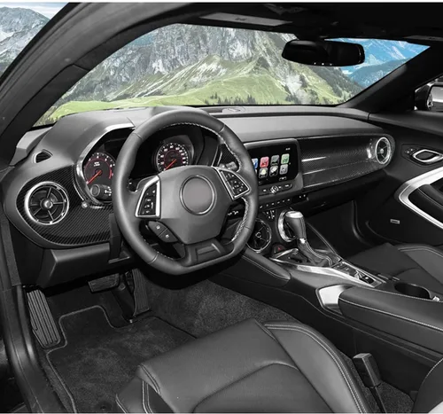 Vista 6 de RT-TCZ Kit de cubierta de panel de consola central, marco de medidor, accesorios de decoración interior para Chevrolet Camaro 2016-2022, grano