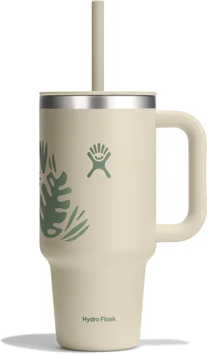 Vista 51 de Hydro Flask Vaso de Viaje con Asa, Tapa y Pajita - Acero Inoxidable Aislado en 24 Oz Aloe