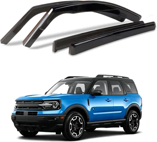 Vista 35 de Viseras de ventana compatibles con Wrangler JK de 4 puertas 2007-2018, protectores de lluvia negros en canal, 4 deflectores de ventana lateral