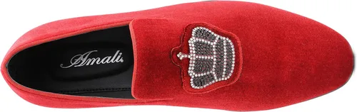 Vista 4 de Amali Crown Zapatos de terciopelo para hombre con pieza de corona de joyería Zapatos de vestir para hombre Mocasines formales de terciopelo