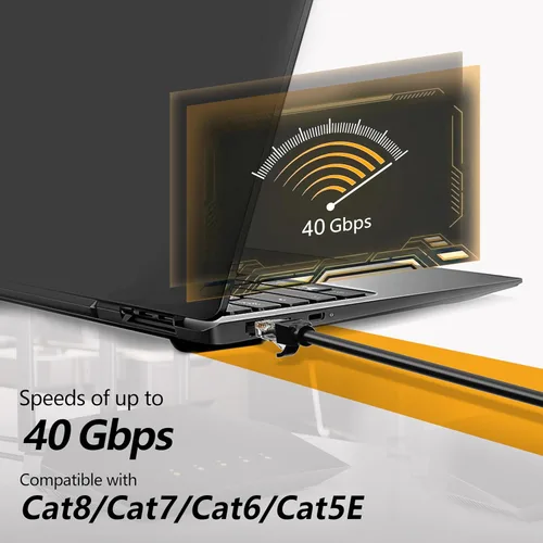Vista 4 de Cable Ethernet de 10 pies para Cat6/Cat5E, 10 Gbps compatible con Cat8/Cat7, cable de red 24AWG para interiores y exteriores, entierro directo