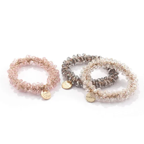 Vista 7 de Brinie Bandas elásticas para el cabello, bandas elásticas blancas para el cabello, bandas para el cabello con cuentas para coleta, accesorios