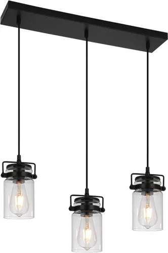 Vista 10 de foucasal Mini luces colgantes de granja de 4.7 pulgadas para isla de cocina 1 vidrio sembrado negro claro