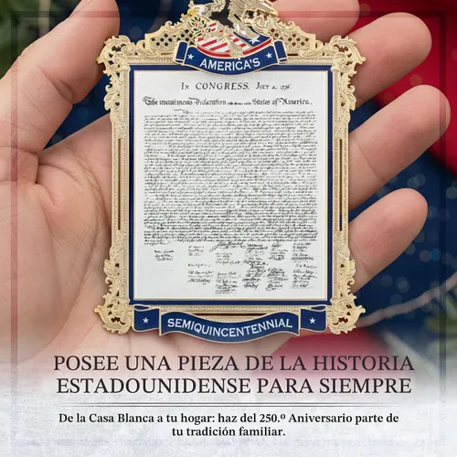 Vista 6 de Adorno de Navidad oficial de la Casa Blanca 2026, América 250 Declaración de Independencia