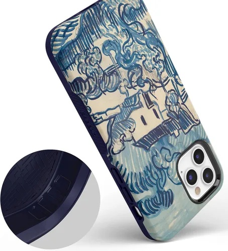 Vista 5 de Funda Casely para iPhone 12/12 Pro Paisaje de Van Gogh con Casas Diseño Protector Atrevido Compatible con MagSafe