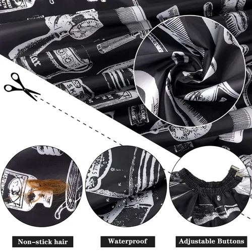 Vista 3 de FEBSNOW 3 piezas de capa profesional para barberos para adultos, capa de salón de peluquería para peinado y coloración del cabello, Varios