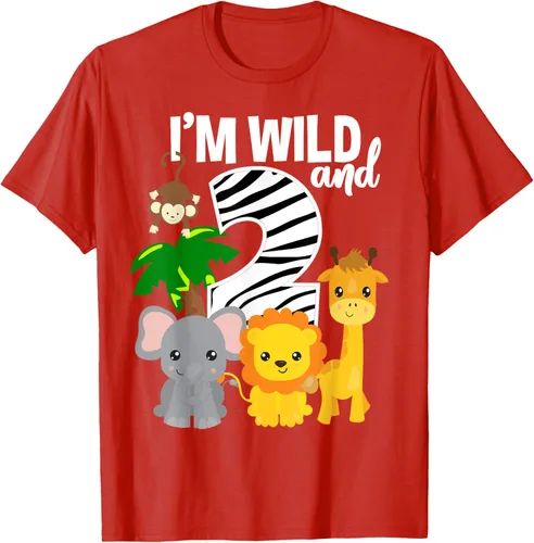 Vista 72 de Camiseta de cumpleaños con temática de zoológico de I'm Wild and 2, Negro, S