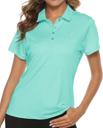 Vista 20 de TBMPOY Camisetas polo de golf de manga corta para mujer, ligeras, con absorción de humedad, con cuello, T-shirt de secado rápido de 4 botones